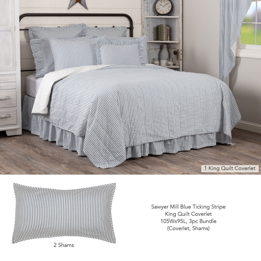 Sawyer Mill Blue Ticking Stripe Bedding Bundle AllyBay