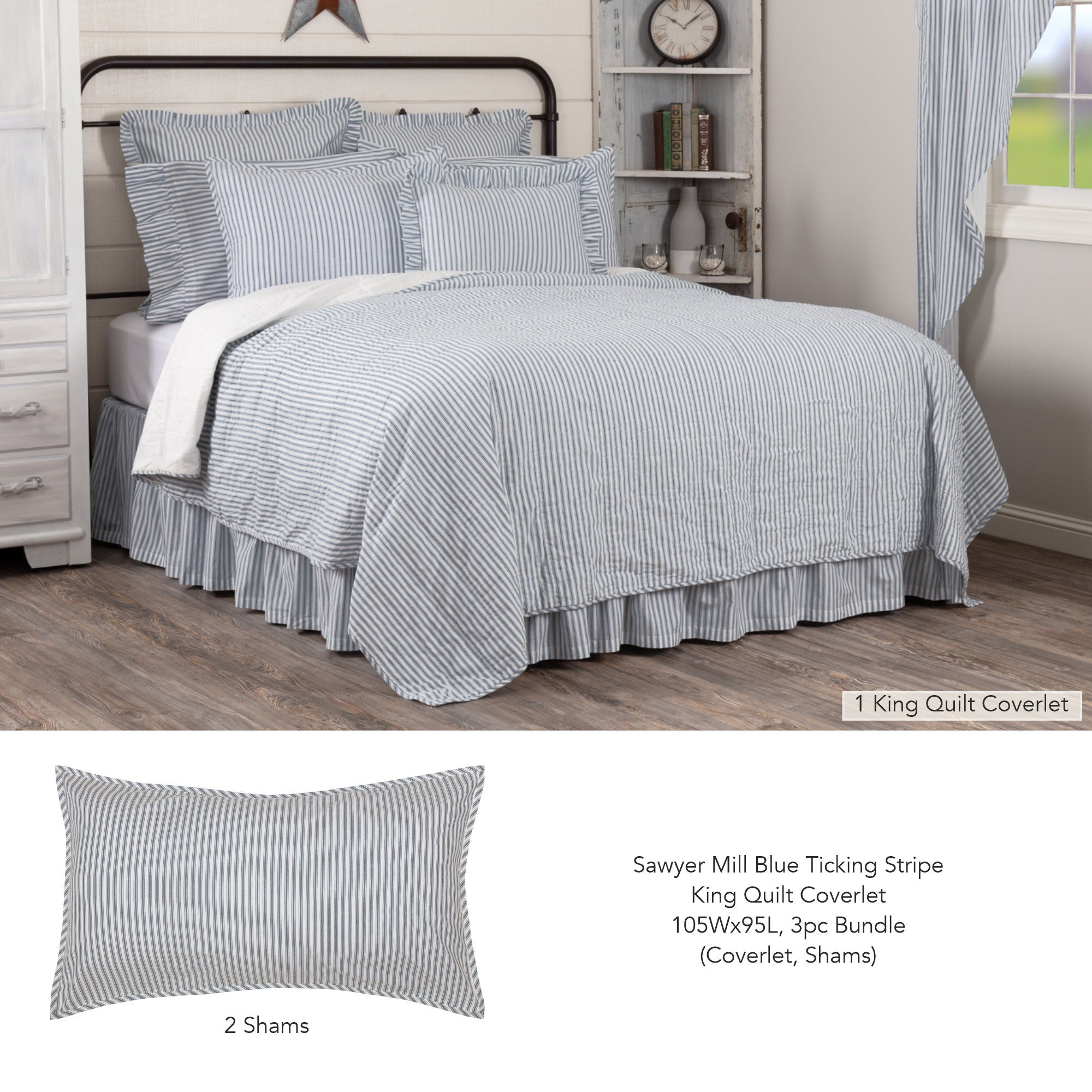 Sawyer Mill Blue Ticking Stripe Bedding Bundle AllyBay