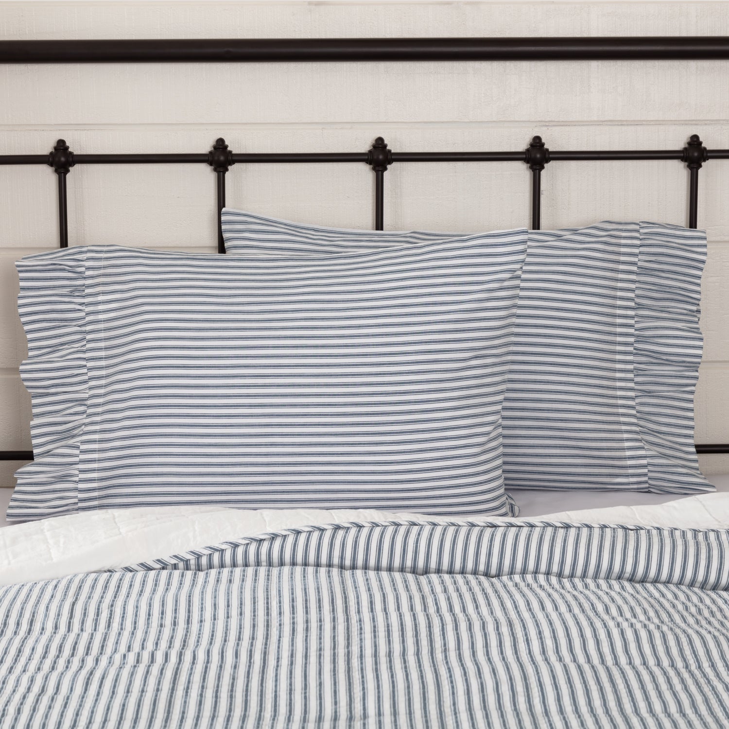 Sawyer Mill Blue Ticking Stripe Pillow Sham AllyBay
