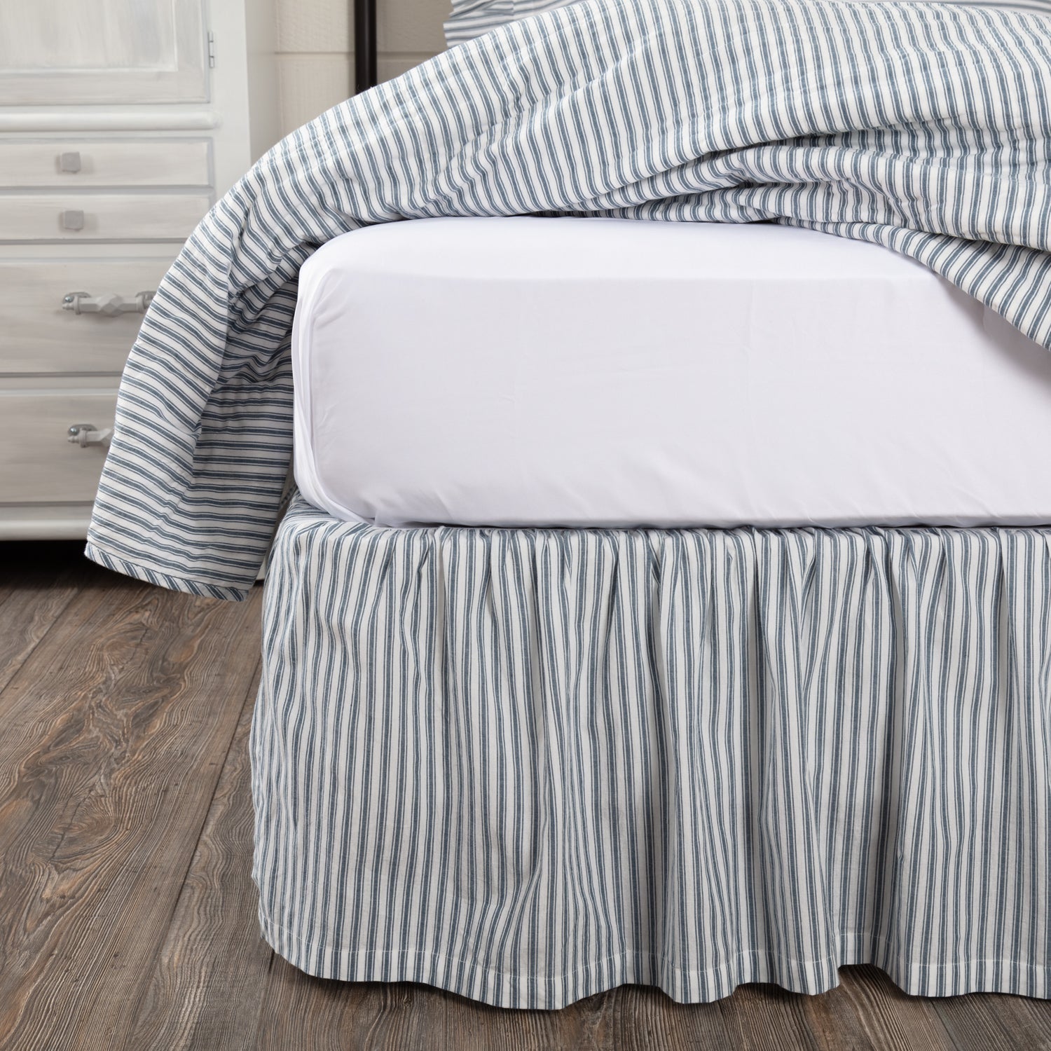 Sawyer Mill Blue Ticking Stripe Bed Skirt VHC Brands