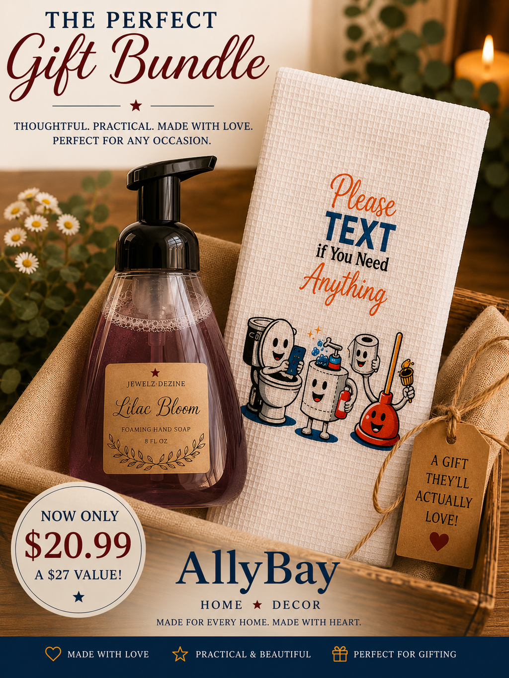 Foaming Soap & Decorative Towel Bundle + FREE Wax Melt
