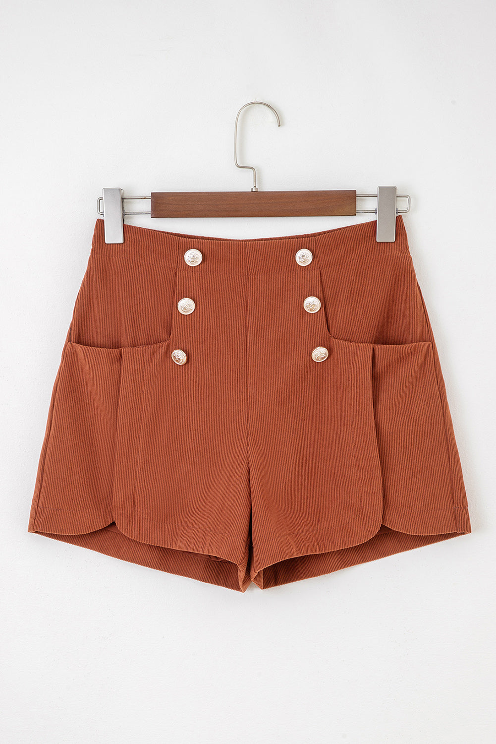 Sienna Scalloped Corduroy Button Shorts
