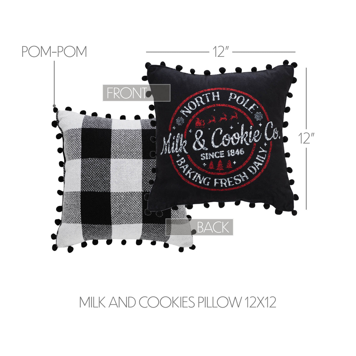 North Pole Milk & Cookie Co. Christmas Throw Pillow