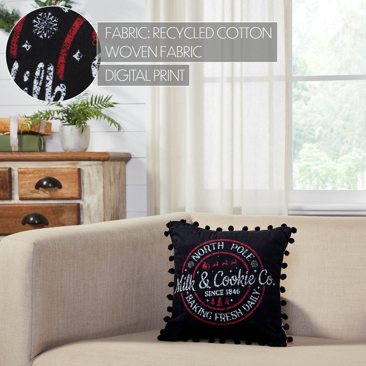 North Pole Milk & Cookie Co. Christmas Throw Pillow