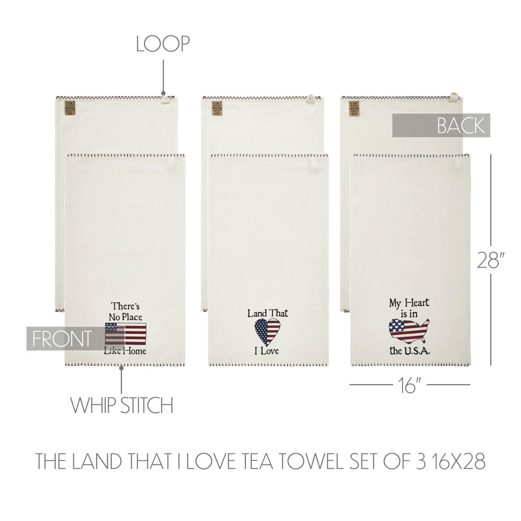 The Land That I Love Tea Towel Set of 3 16x28 VHC Brands