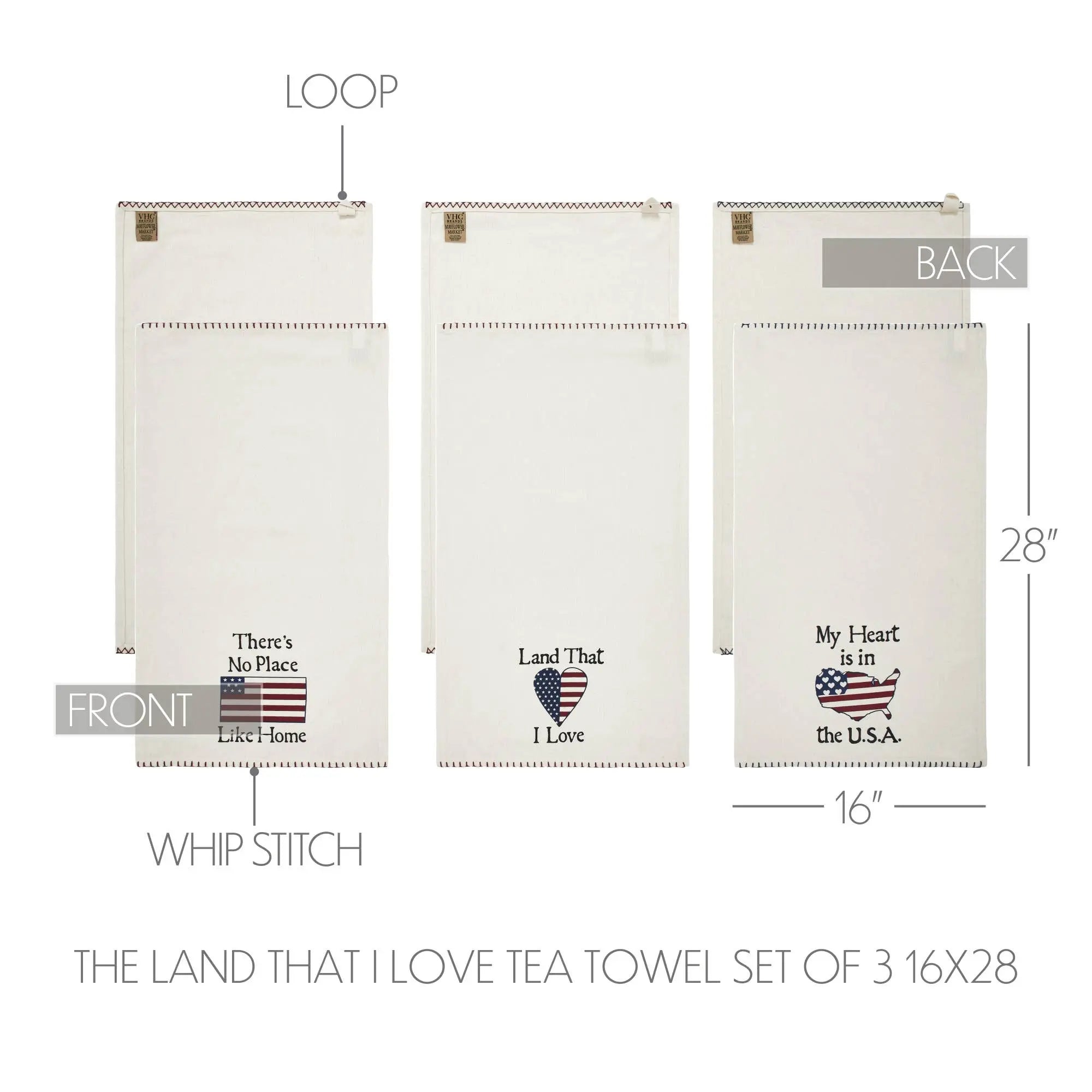 The Land That I Love Tea Towel Set of 3 16x28 VHC Brands