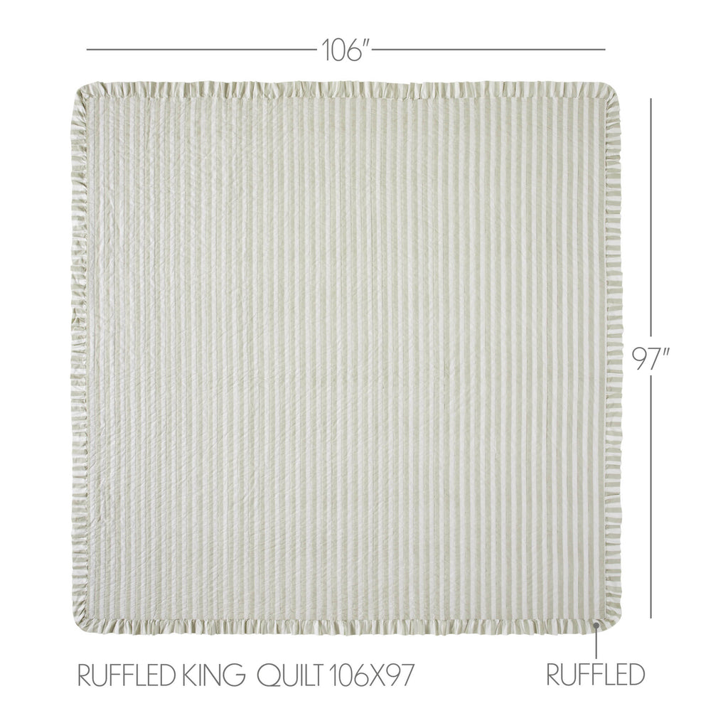Finders Keepers Ruffled Grey Stripe 5pc Quilt Bundle - King