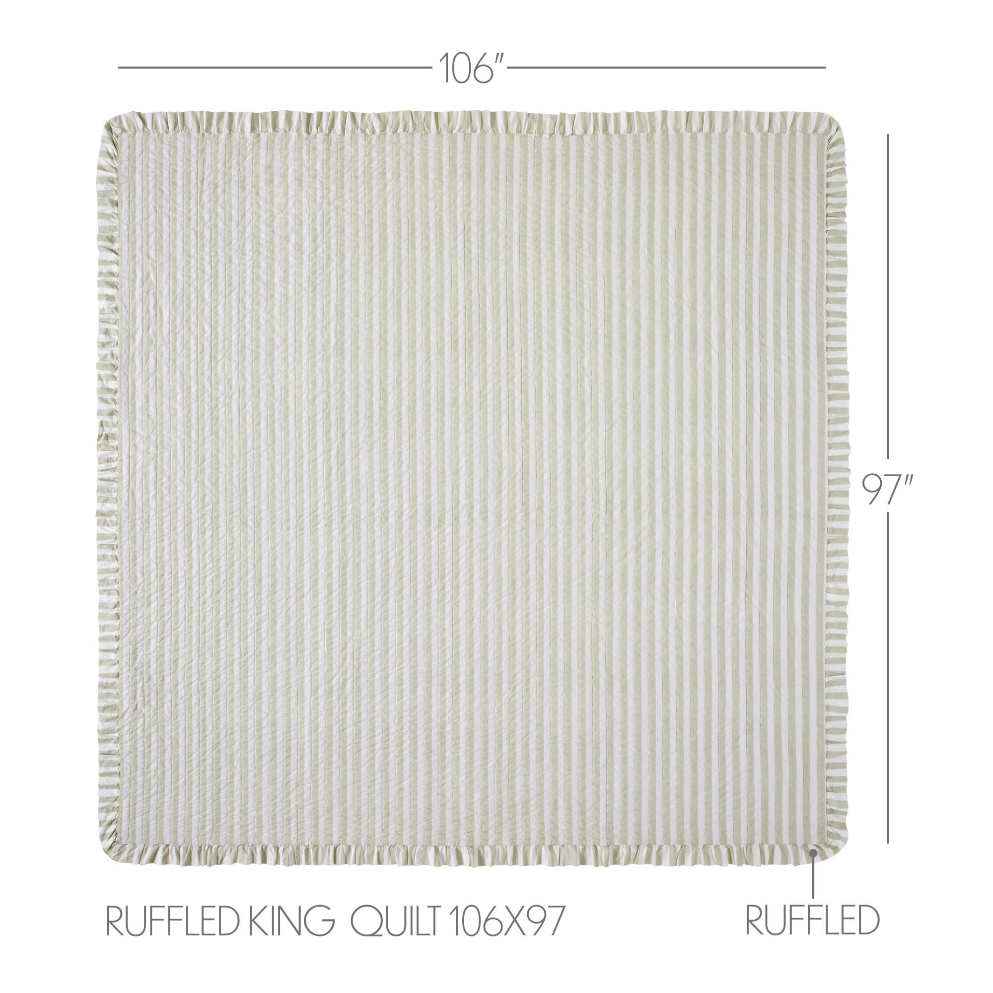 Finders Keepers Ruffled Grey Stripe 5pc Quilt Bundle - King