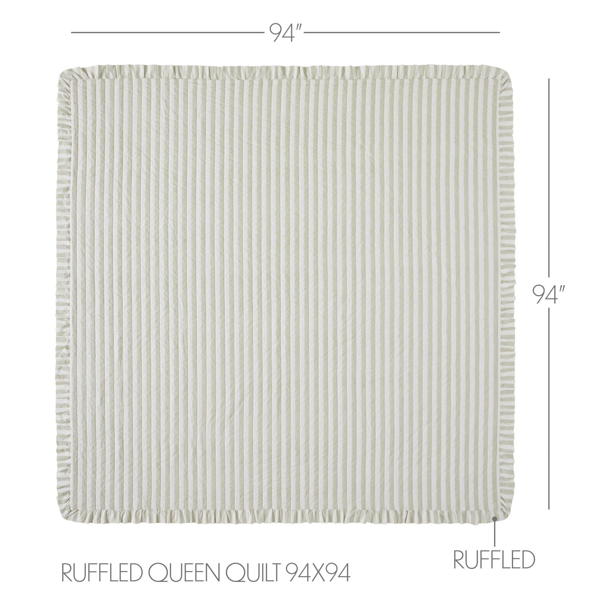 Finders Keepers Ruffled Queen 5pc Quilt Bundle - Grey Stripe