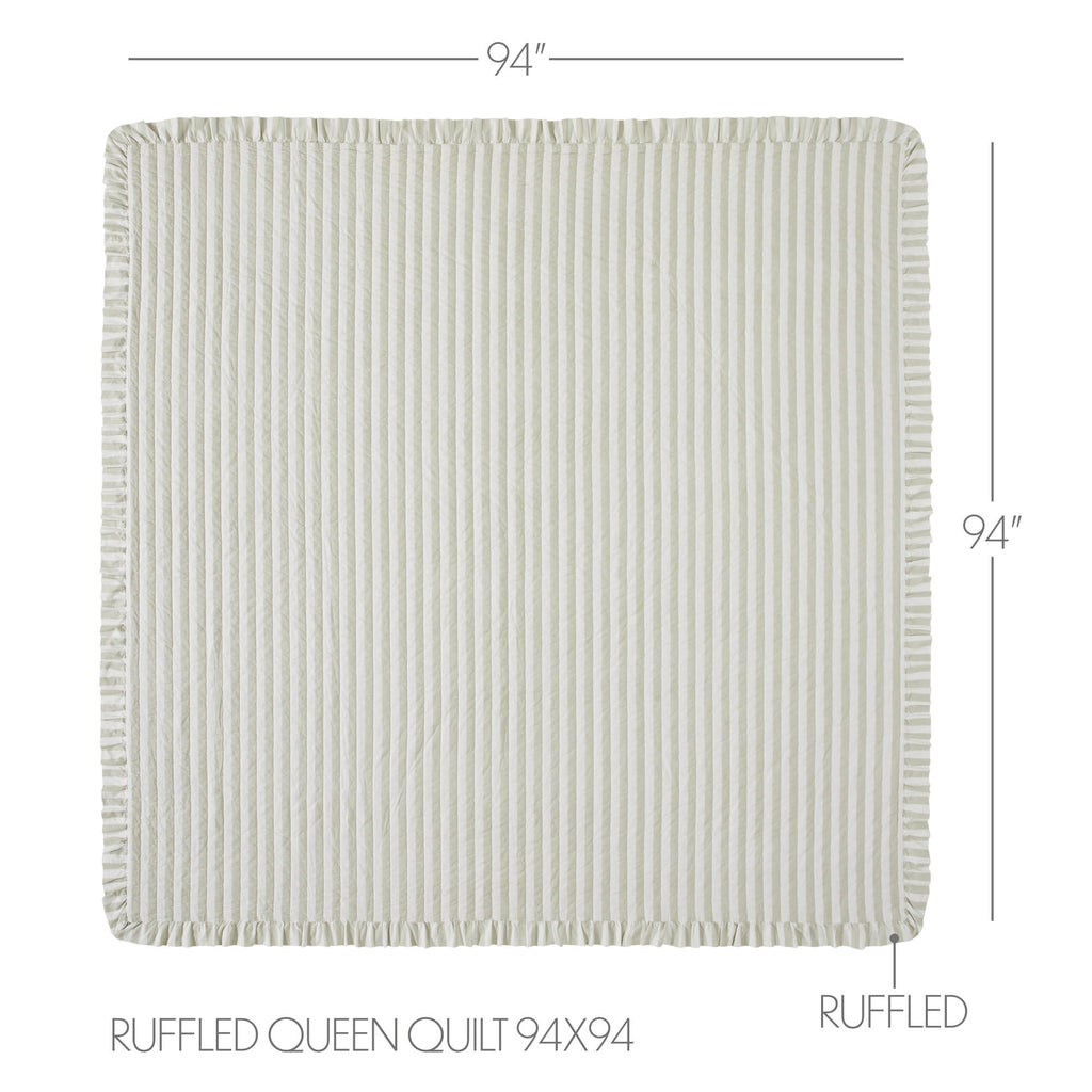 Finders Keepers Ruffled Queen 5pc Quilt Bundle - Grey Stripe