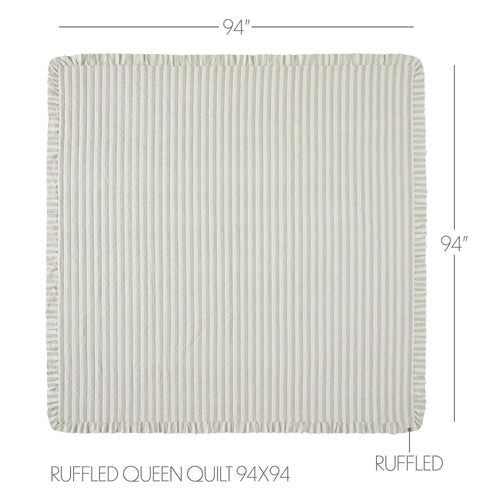 Finders Keepers Ruffled Queen 5pc Quilt Bundle - Grey Stripe