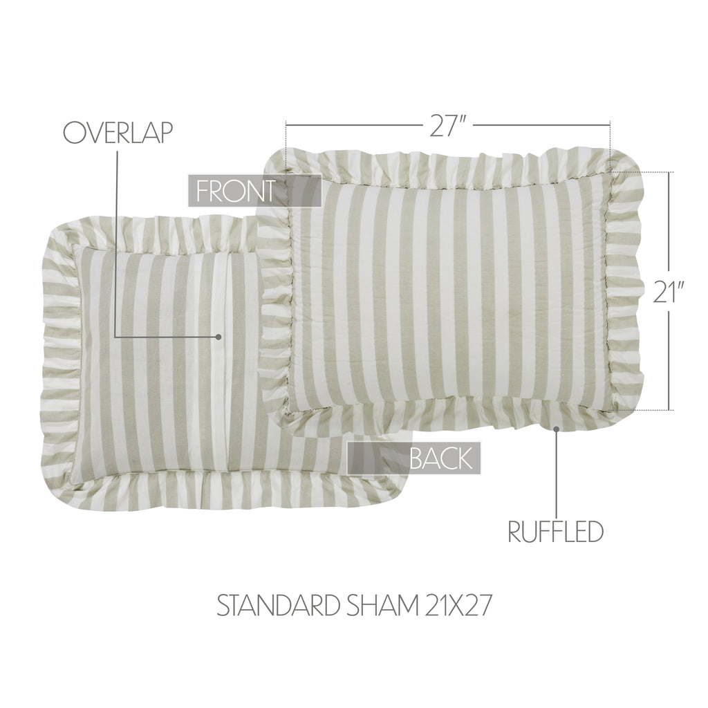 Finders Keepers Ruffled Queen 5pc Quilt Bundle - Grey Stripe