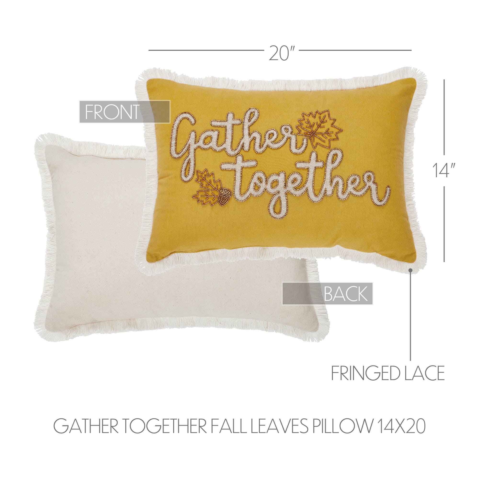 Gather Together Harvest Throw Pillow – Cozy Yellow Velvet Autumn Accent Cushion