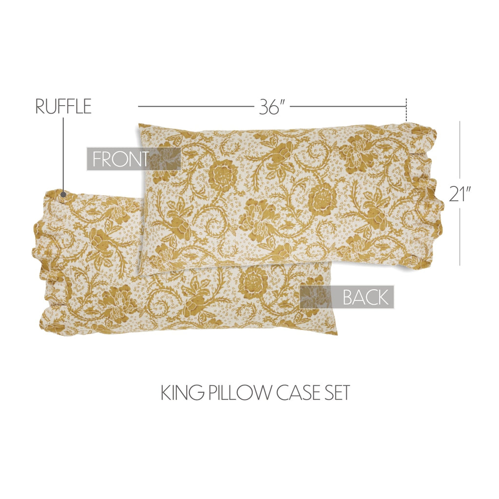 Dorset Gold Floral Country Farmhouse Quilt VHC Brands