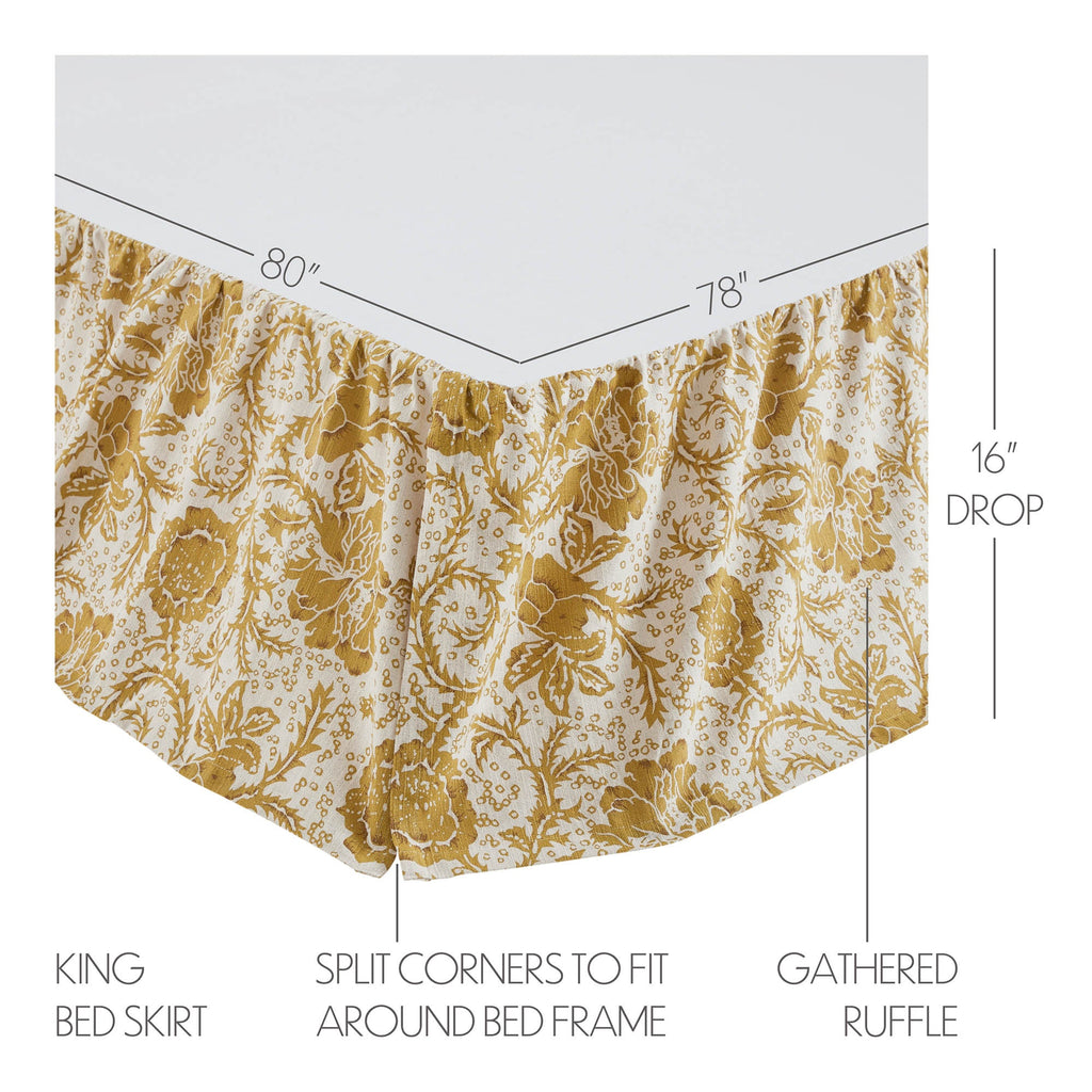 Dorset Gold Floral Country Farmhouse Quilt VHC Brands