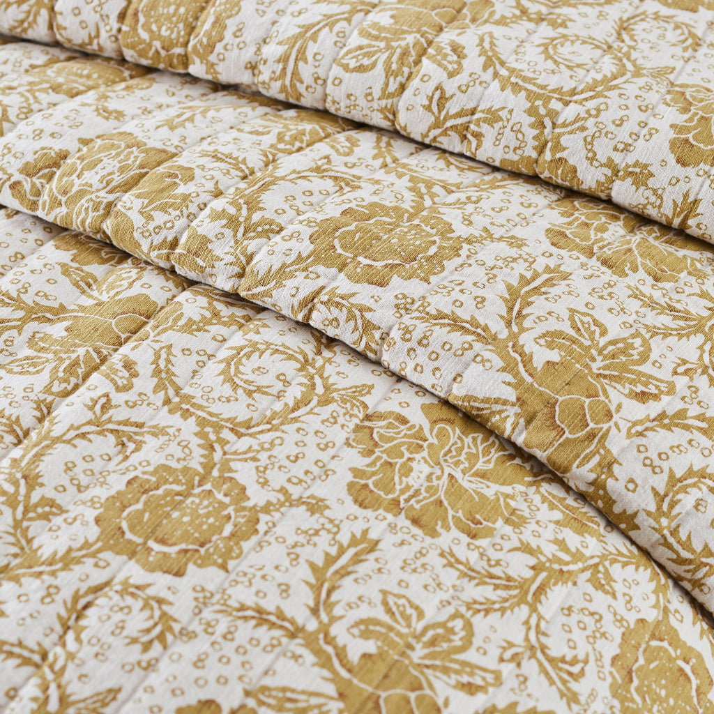 Dorset Gold Floral Country Farmhouse Quilt VHC Brands