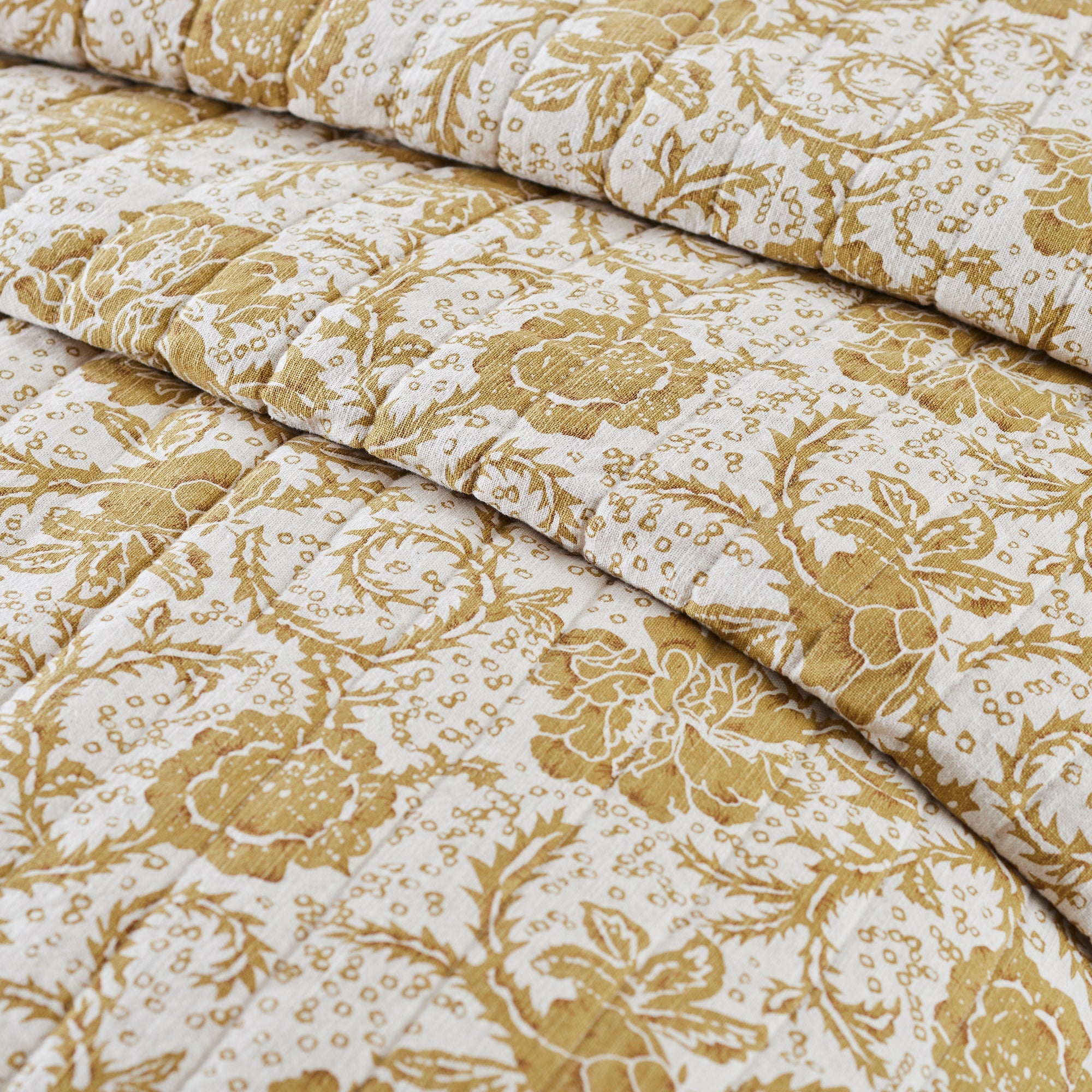 Dorset Gold Floral Country Farmhouse Quilt VHC Brands