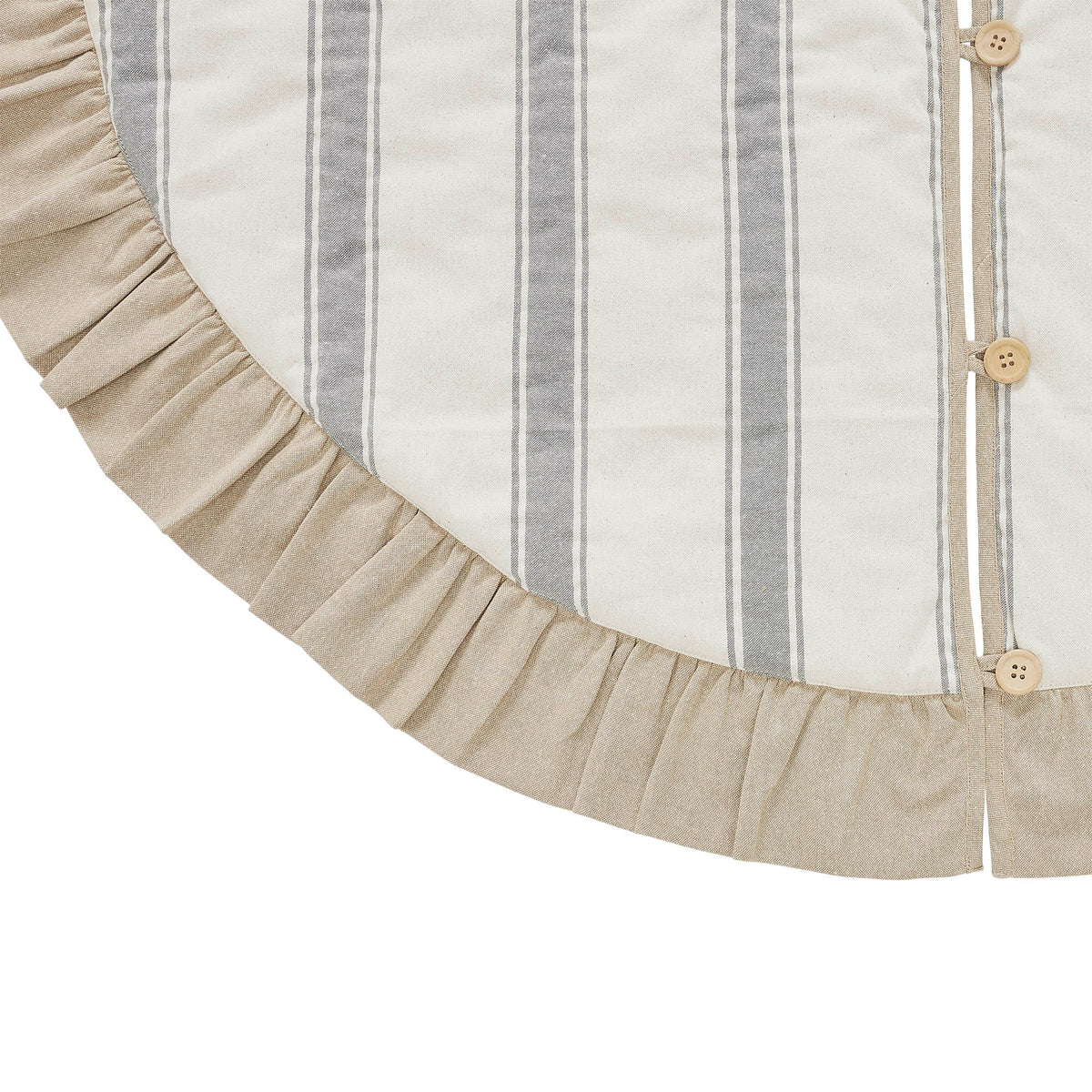 Classic Striped Christmas Tree Skirt with Ruffled Border | Rustic Holiday Decor