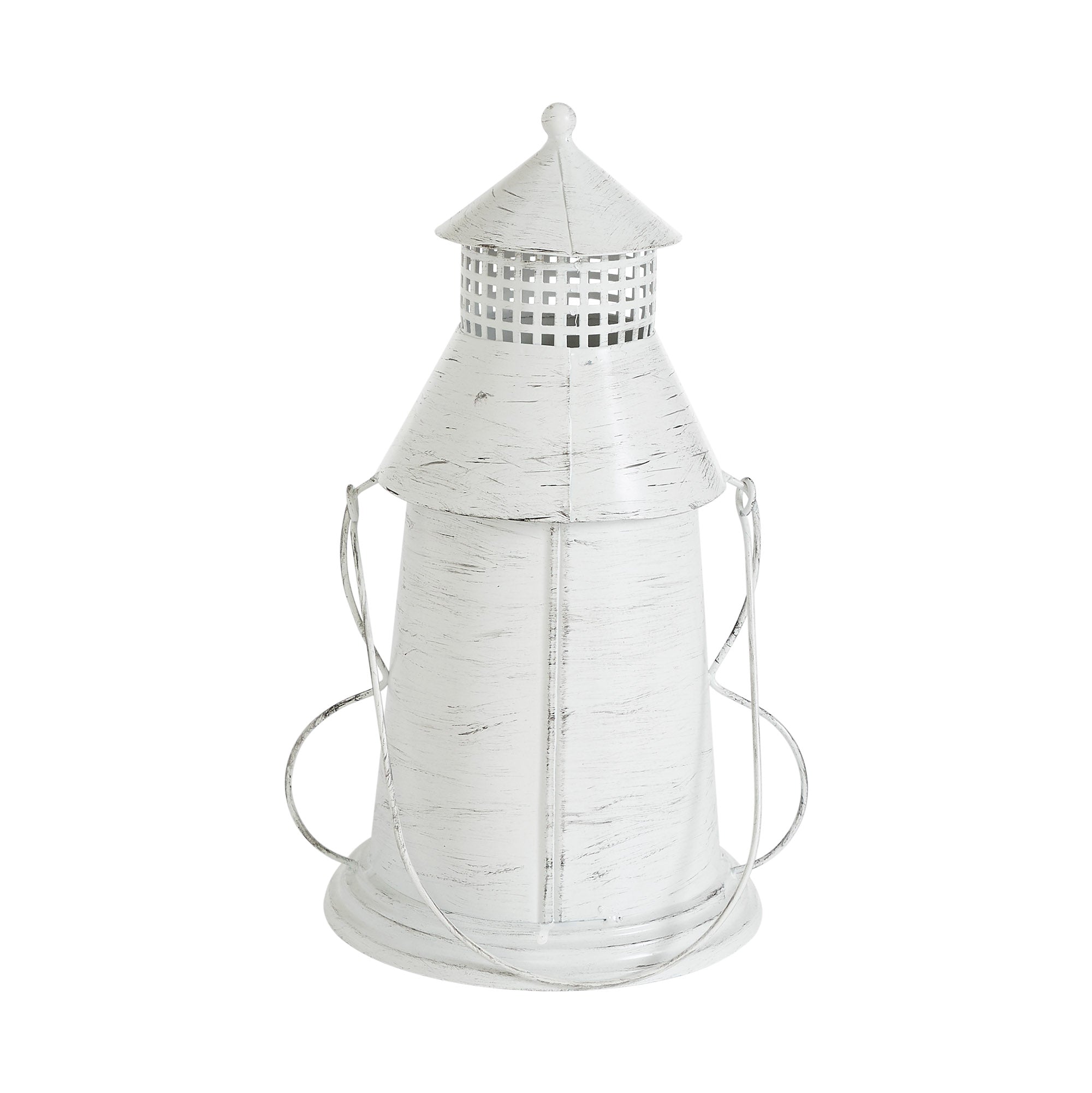 Distressed White Metal Jack-o'-Lantern Lantern Light – Rustic Halloween Candle Holder