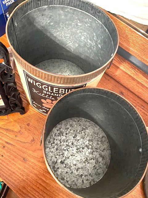 Wigglebutt Brand Rustic Metal Dog Treat Canister Set (2-Piece) Primitives by Kathy