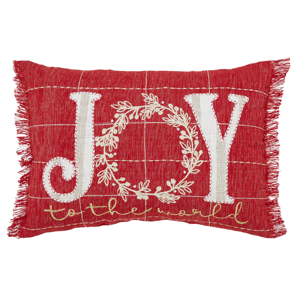 Rustic "JOY" Red Christmas Throw Pillow | Holiday Accent Pillow