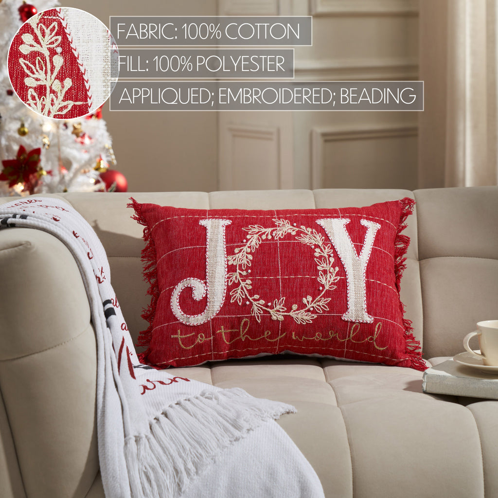 Rustic "JOY" Red Christmas Throw Pillow | Holiday Accent Pillow