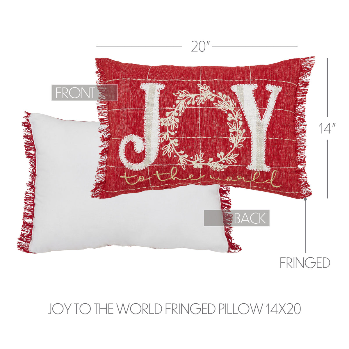 Rustic "JOY" Red Christmas Throw Pillow | Holiday Accent Pillow