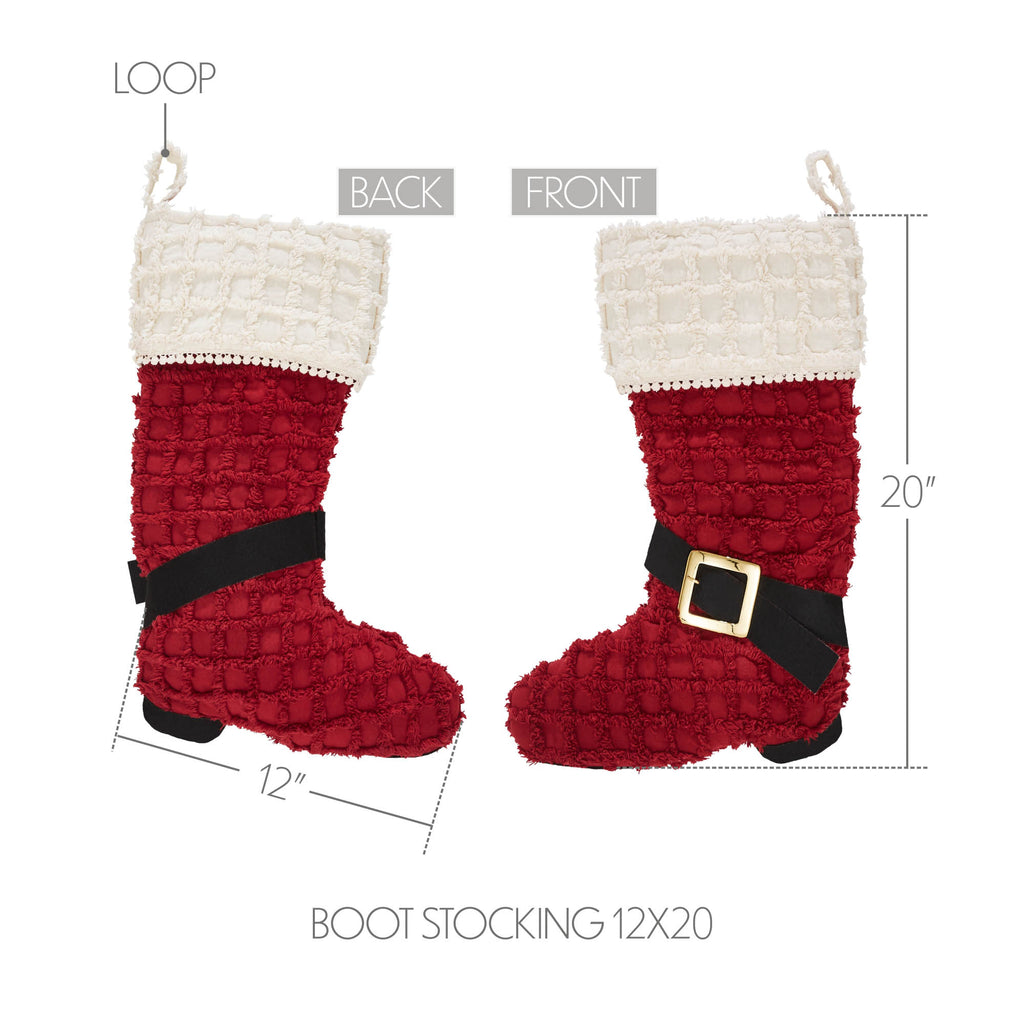 Santa  Chenille Boot Knit Christmas Stocking