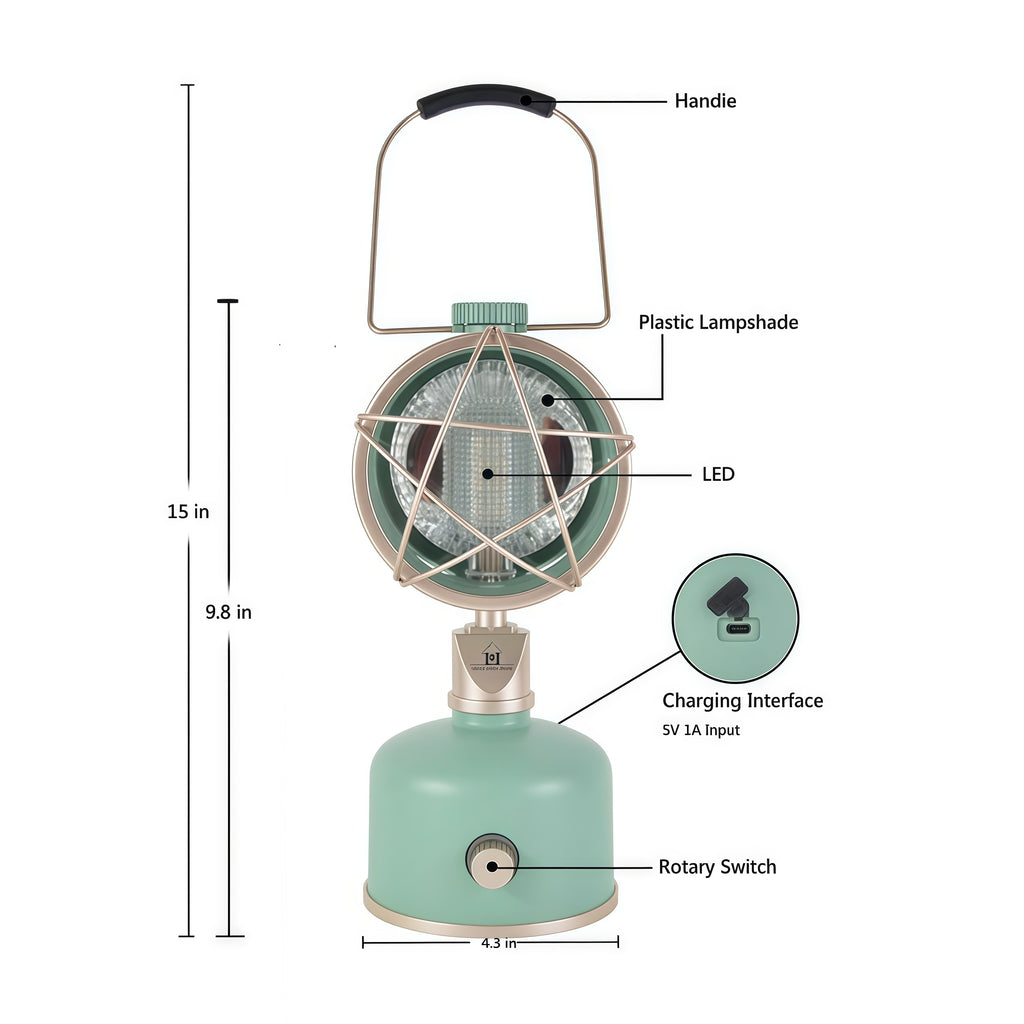 Illuminated solar garden lantern hanging from a tree branch outdoors