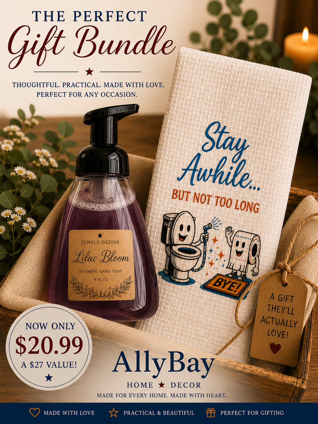 Foaming Soap & Decorative Towel Bundle + FREE Wax Melt