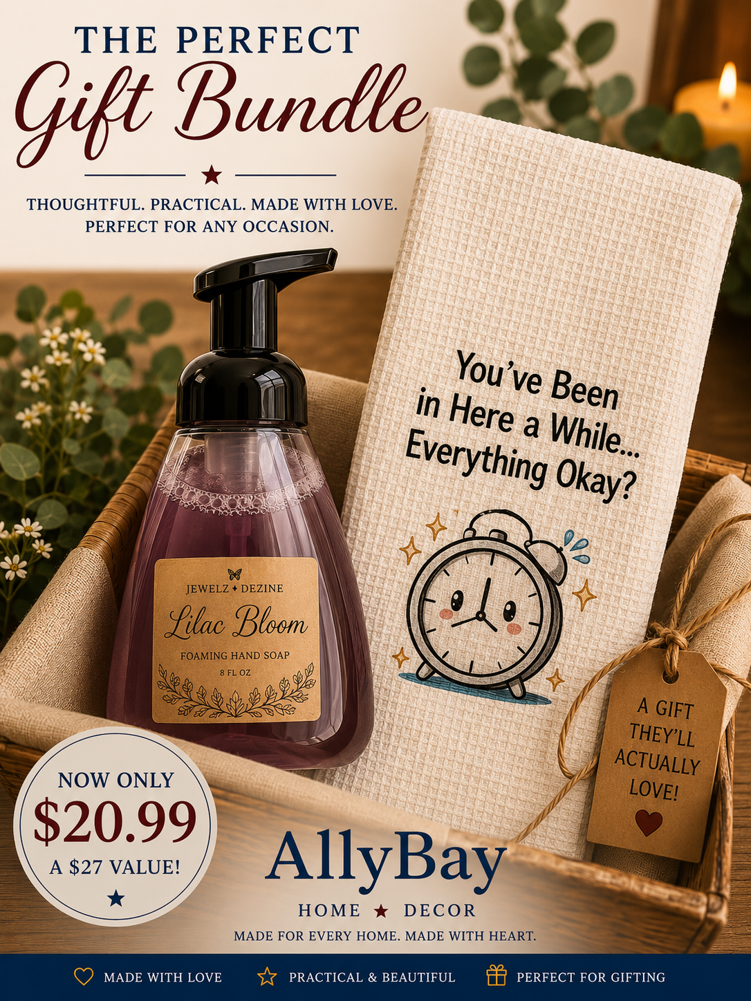 Foaming Soap & Decorative Towel Bundle + FREE Wax Melt