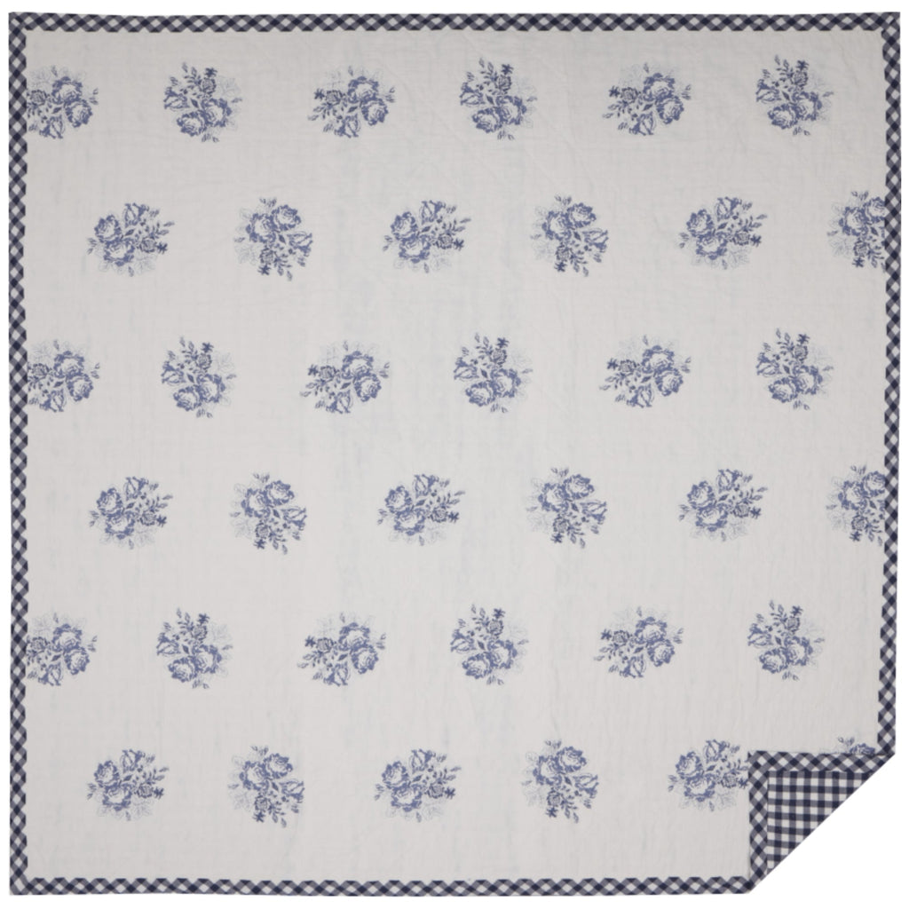 Lydia Blue Floral Cotton Quilt - Farmhouse Country Bedding VHC Brands