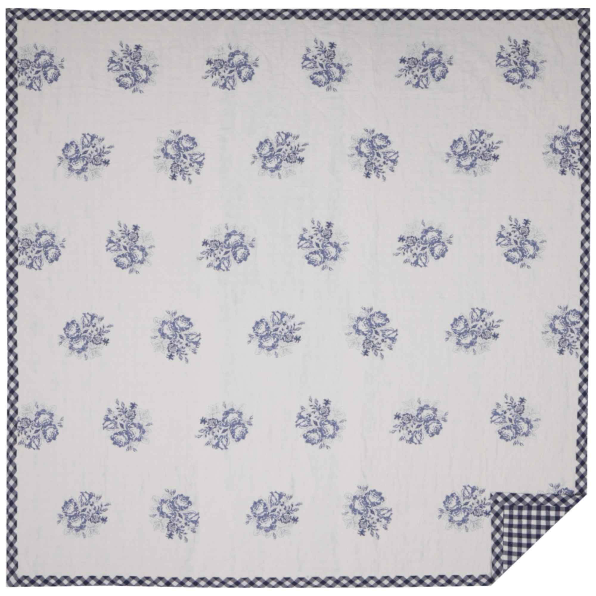 Lydia Blue Floral Cotton Quilt - Farmhouse Country Bedding VHC Brands