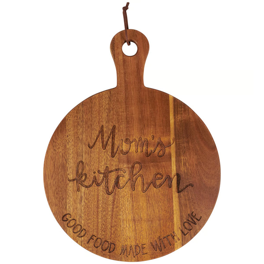 Mom's Kitchen Engraved Wooden Cutting Board - Vintage Style Round Serving Platter Primitives by Kathy