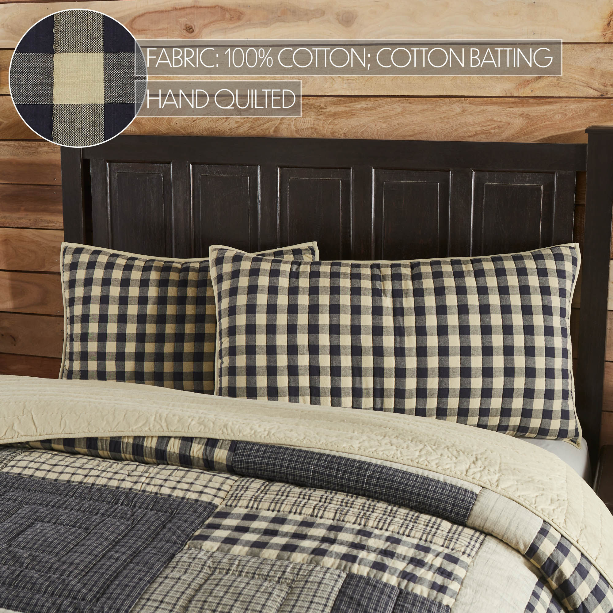 My Country King Quilt 5-Piece Bedding Set (Black & Tan Gingham)