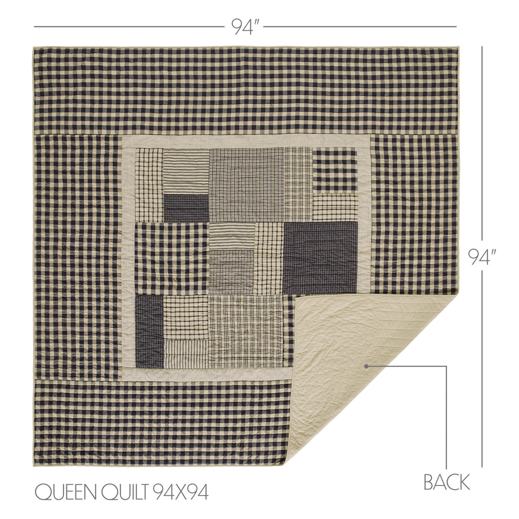My Country Queen Quilt 5-Piece Bedding Set (Black & Tan Gingham)