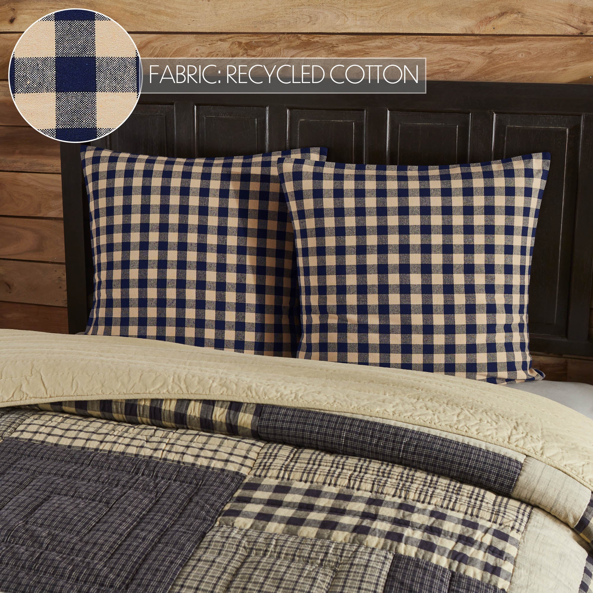 My Country Queen Quilt 5-Piece Bedding Set (Black & Tan Gingham)