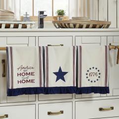 Celebration America My Sweet Home Ruffled Tea Towel Set - Set of 3 VHC Brands