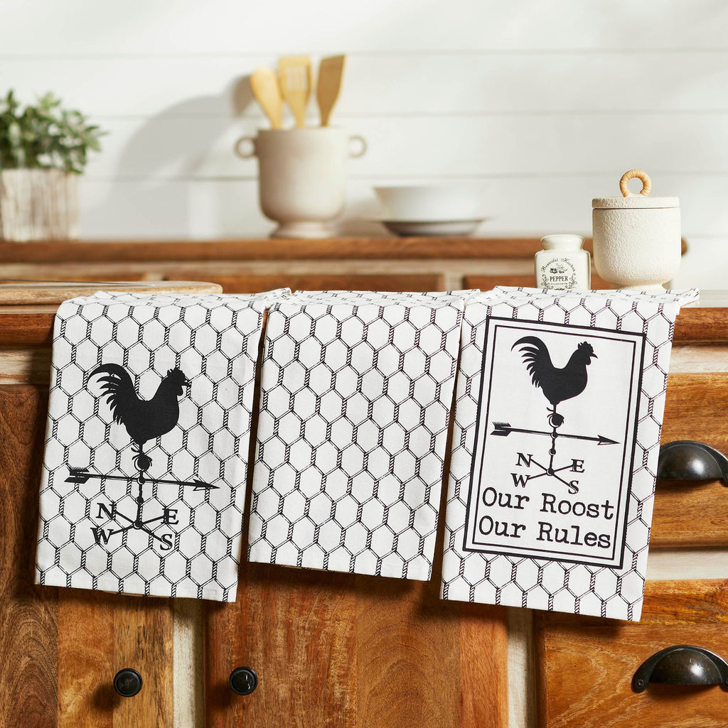 Our Roost Our Rules Farmhouse Tea Towel Set - Set of 3 VHC Brands