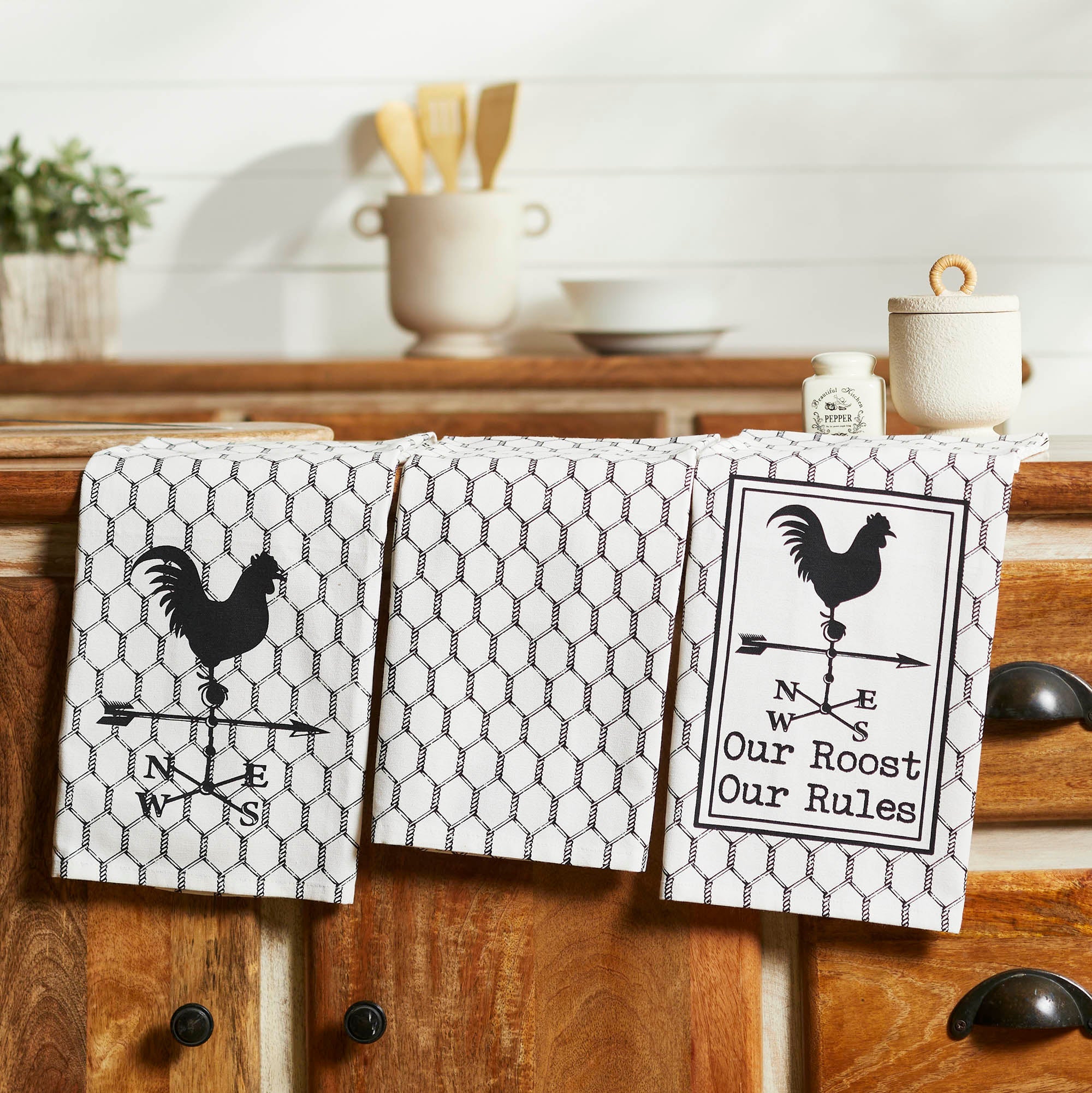 Our Roost Our Rules Farmhouse Tea Towel Set - Set of 3 VHC Brands