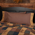 Patriotic Patch Pillow Case Set with red, navy, and tan patchwork border for the Sanctuaries for the Strange collection.