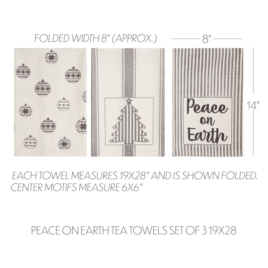 Peace on Earth Christmas Tea Towel Set - Pack of 3
