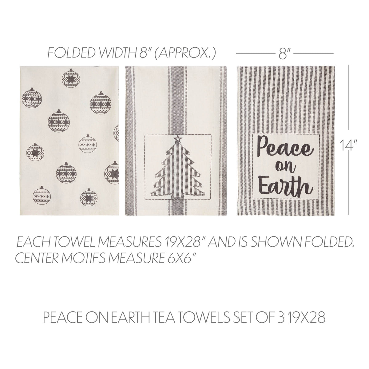 Peace on Earth Christmas Tea Towel Set - Pack of 3