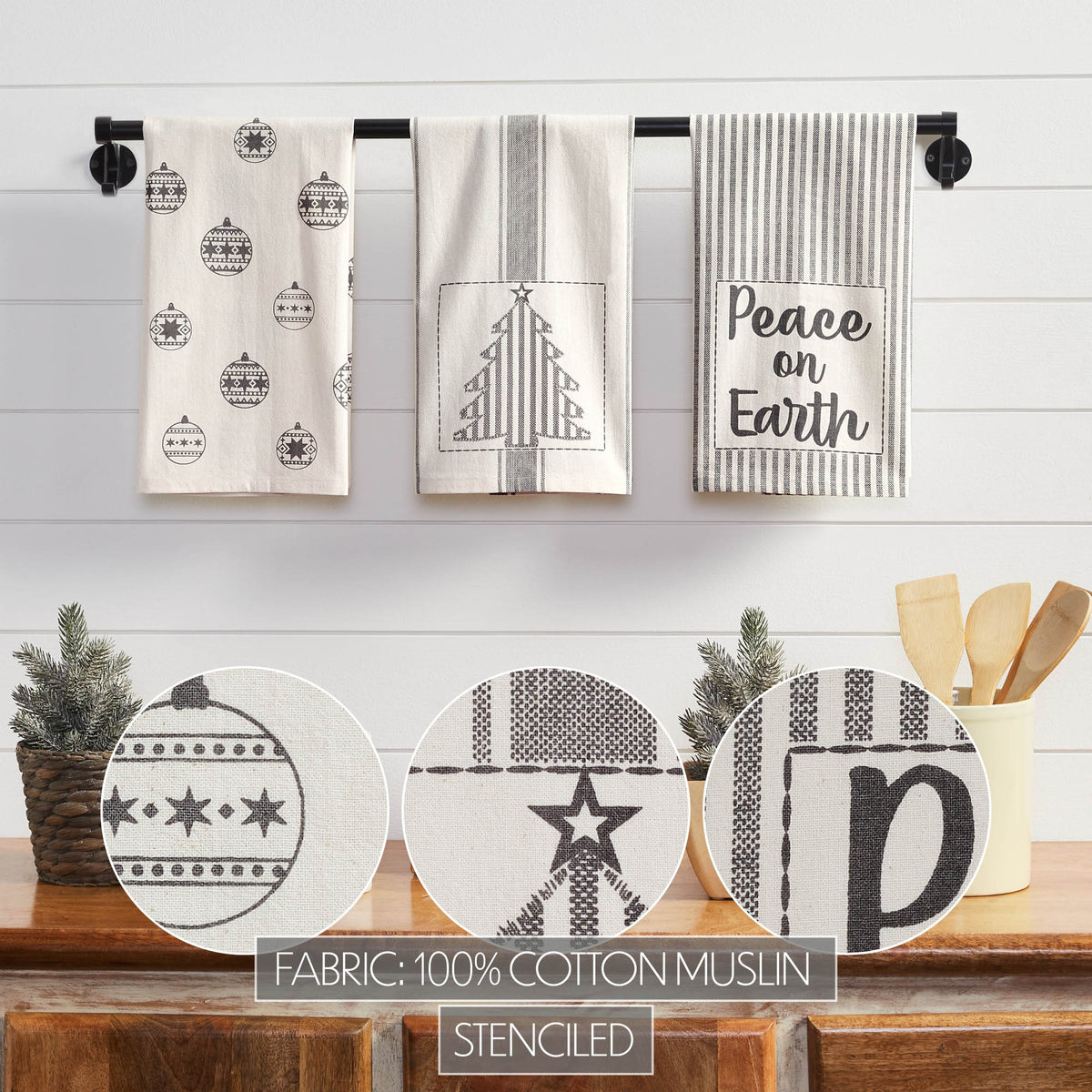 Peace on Earth Christmas Tea Towel Set - Pack of 3