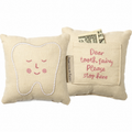 Embroidered Tooth Accent Pillow – Soft Cream & Pink Throw Pillow