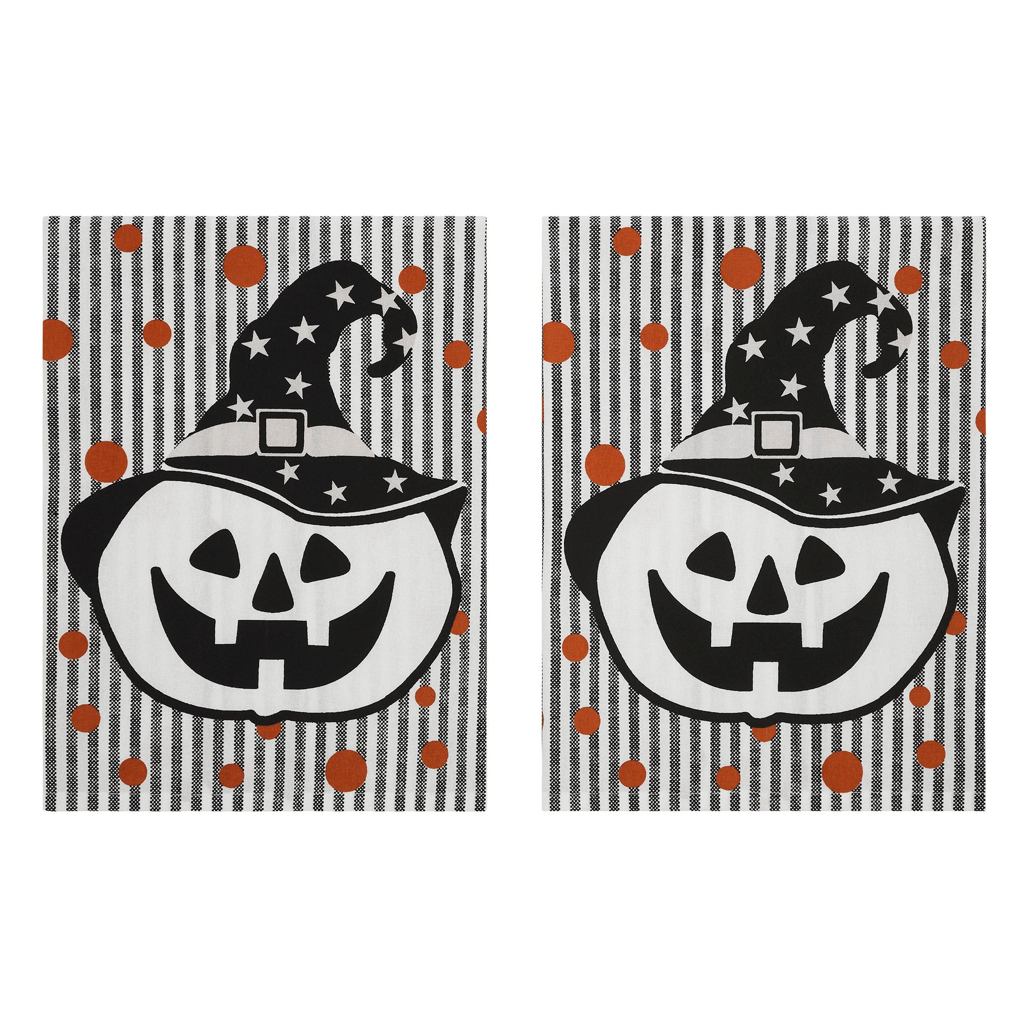 Whimsical Jack-o'-Lantern Halloween Kitchen Towels – Set of 2 Fall Tea Towels