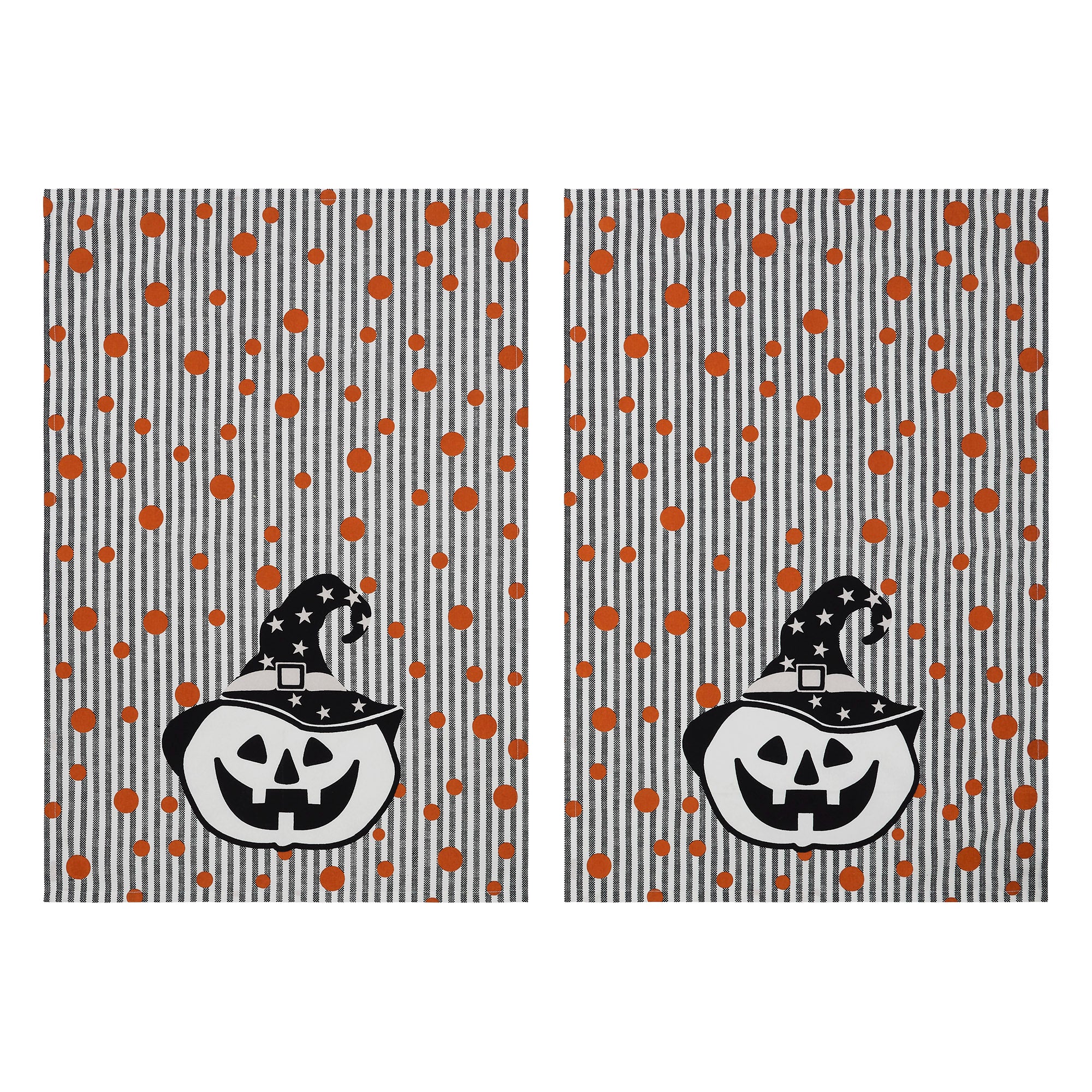 Whimsical Jack-o'-Lantern Halloween Kitchen Towels – Set of 2 Fall Tea Towels