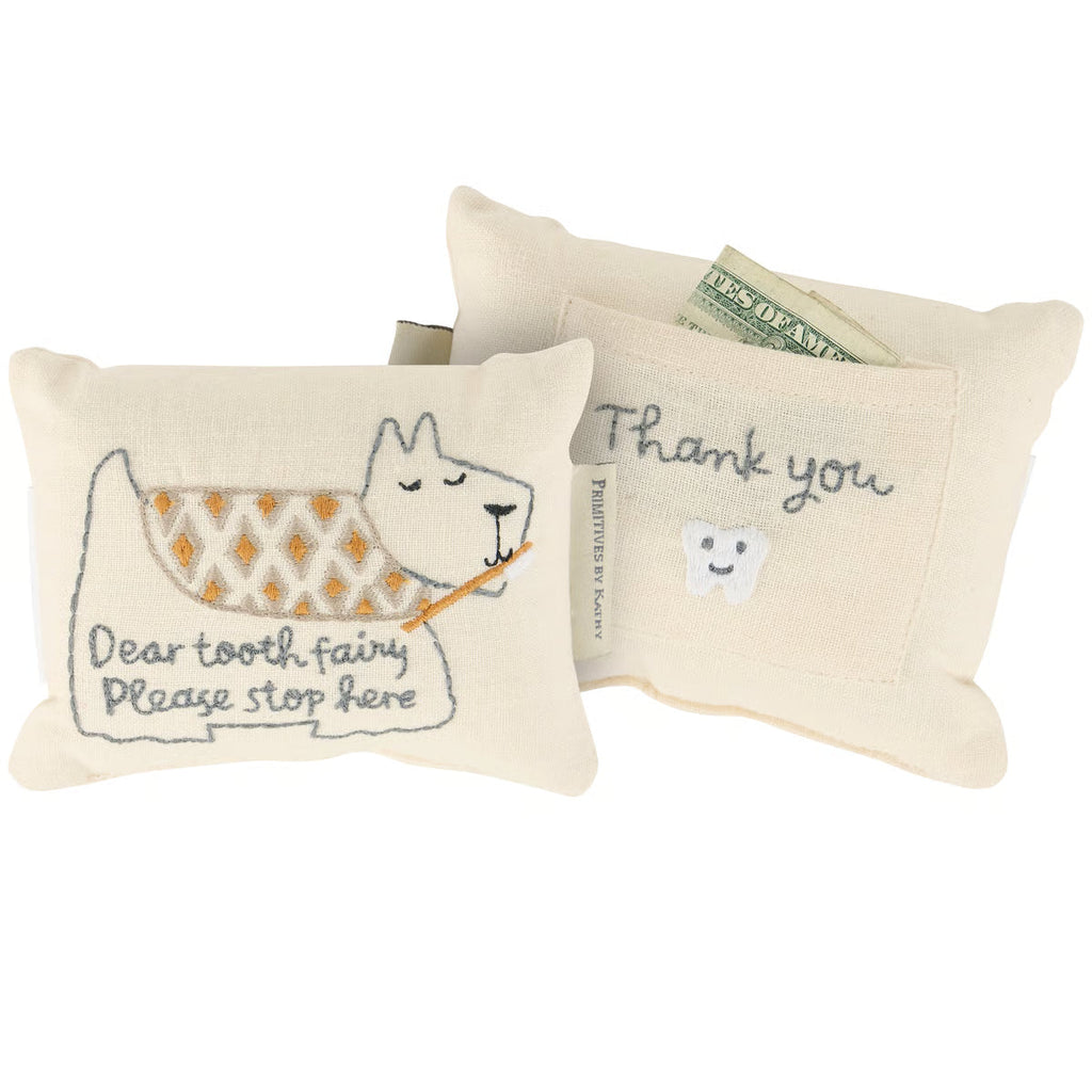 Puppy Dog Tooth Fairy Pocket Pillow by Primitives by Kathy Primitives by Kathy