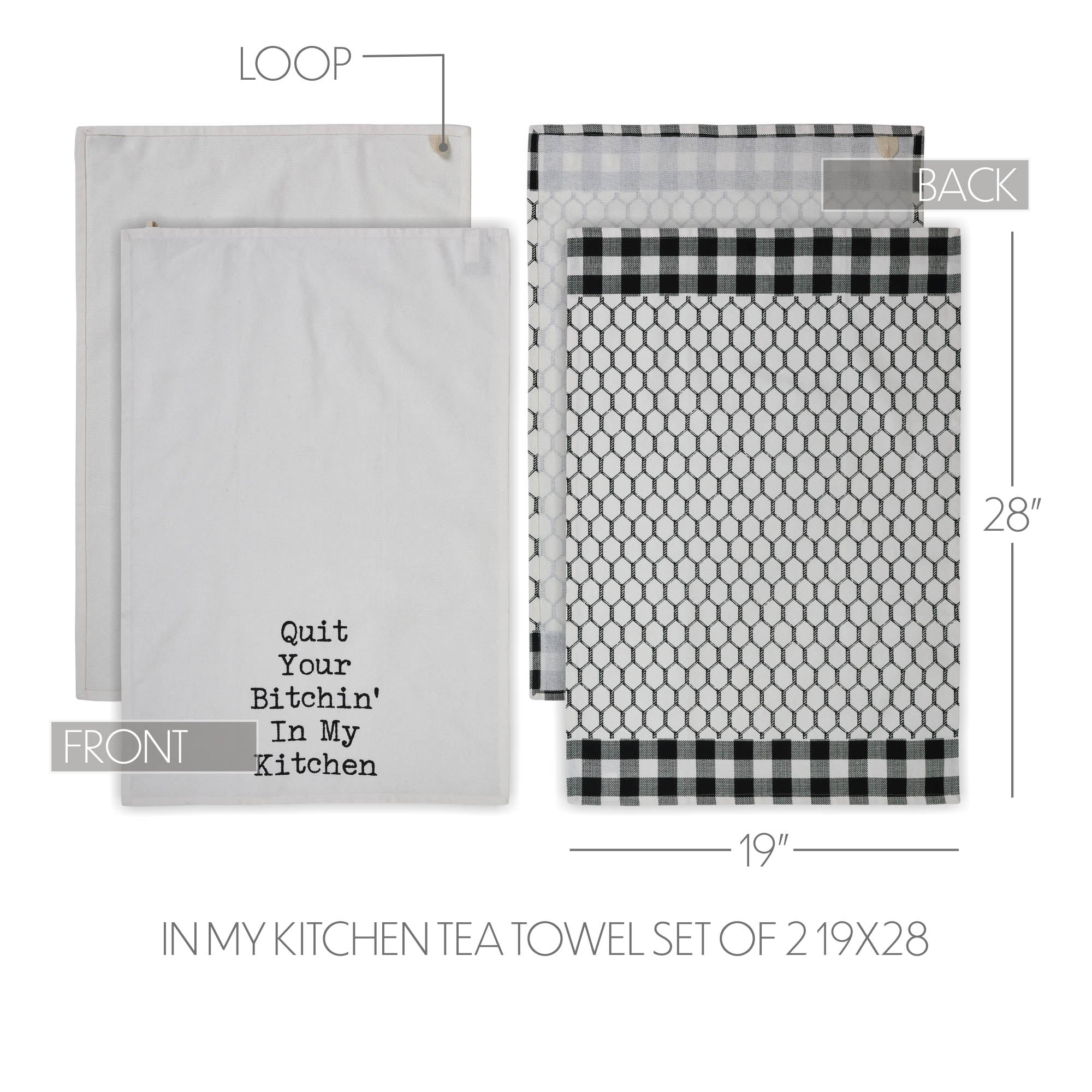 Quit Your Bitchin' In My Kitchen Tea Towel Set - Set of 2 VHC Brands
