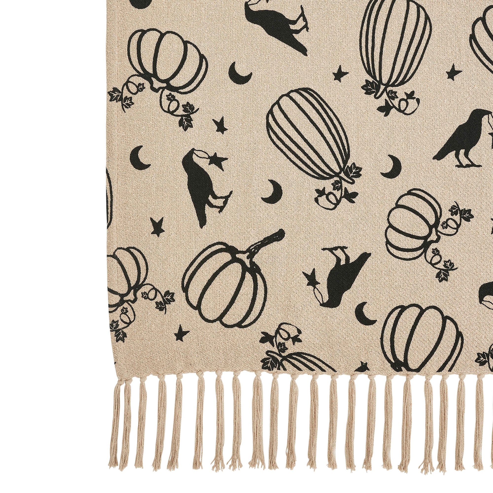 Midnight Harvest Pumpkin & Raven Woven Throw Blanket – 50" x 60" Cozy Fall Accent